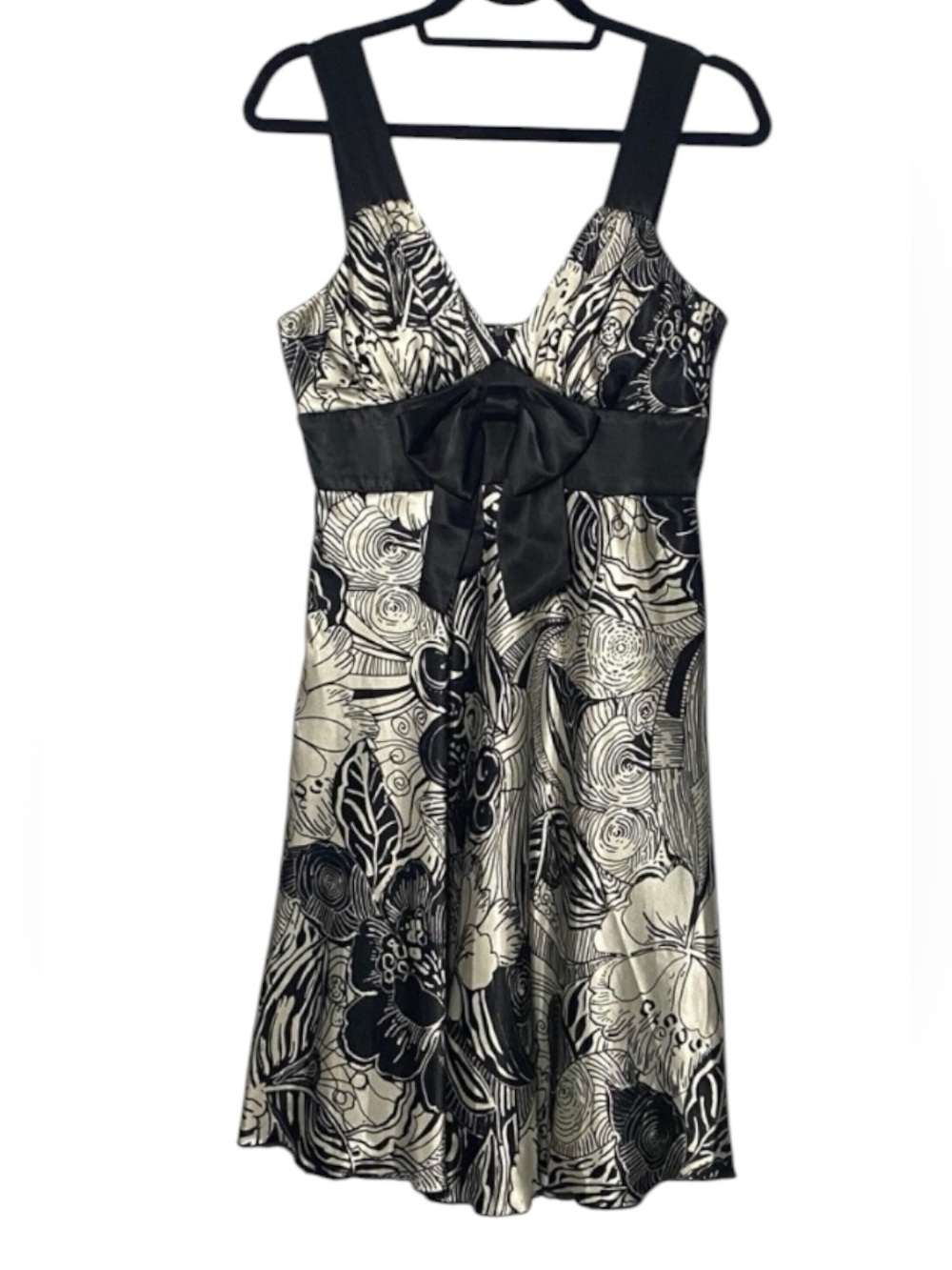 Speechless Y2K Satin Dress Juniors 5 Black Ivory Floral Whimsigoth Babydoll Mini